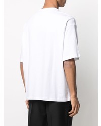 T-shirt à col rond brodé blanc Lanvin