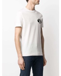 T-shirt à col rond brodé blanc Emporio Armani