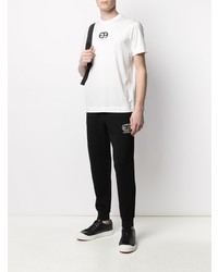 T-shirt à col rond brodé blanc Emporio Armani