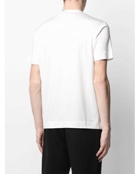 T-shirt à col rond brodé blanc Emporio Armani