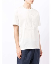 T-shirt à col rond brodé blanc Emporio Armani