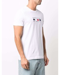 T-shirt à col rond brodé blanc Tommy Hilfiger