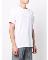 T-shirt à col rond brodé blanc Sandro