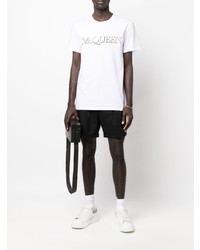 T-shirt à col rond brodé blanc Alexander McQueen