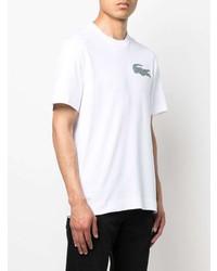 T-shirt à col rond brodé blanc Lacoste