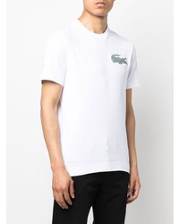 T-shirt à col rond brodé blanc Lacoste