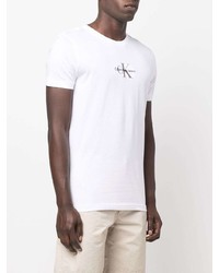 T-shirt à col rond brodé blanc Calvin Klein Jeans