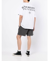 T-shirt à col rond brodé blanc Alpha Industries