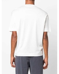 T-shirt à col rond brodé blanc Emporio Armani