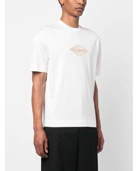 T-shirt à col rond brodé blanc Emporio Armani