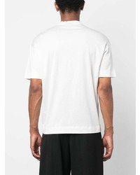 T-shirt à col rond brodé blanc Emporio Armani