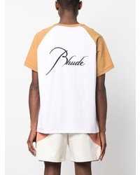 T-shirt à col rond brodé blanc Rhude