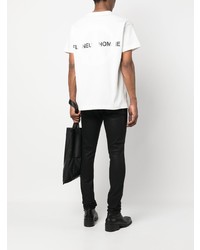 T-shirt à col rond brodé blanc Flaneur Homme