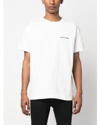 T-shirt à col rond brodé blanc Flaneur Homme