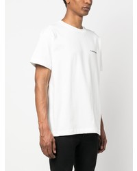 T-shirt à col rond brodé blanc Flaneur Homme