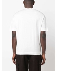 T-shirt à col rond brodé blanc Emporio Armani