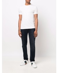 T-shirt à col rond brodé blanc Corneliani