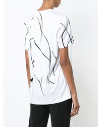 T-shirt à col rond brodé blanc Derek Lam