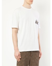 T-shirt à col rond brodé blanc Lanvin