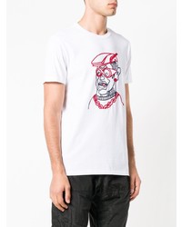 T-shirt à col rond brodé blanc Moncler