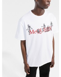 T-shirt à col rond brodé blanc Alexander McQueen