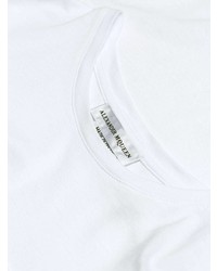 T-shirt à col rond brodé blanc Alexander McQueen