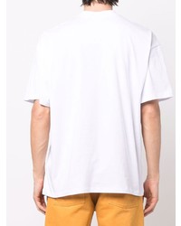 T-shirt à col rond brodé blanc MSGM