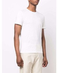 T-shirt à col rond brodé blanc Corneliani