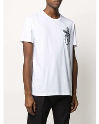 T-shirt à col rond brodé blanc Alexander McQueen