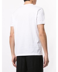 T-shirt à col rond brodé blanc Giorgio Armani