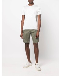 T-shirt à col rond brodé blanc Corneliani