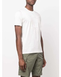 T-shirt à col rond brodé blanc Corneliani