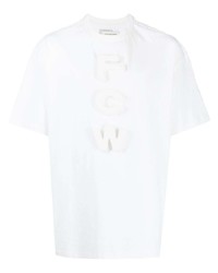 T-shirt à col rond brodé blanc Feng Chen Wang