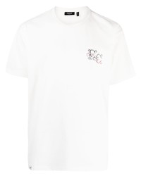 T-shirt à col rond brodé blanc FIVE CM