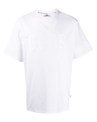 T-shirt à col rond brodé blanc Gcds