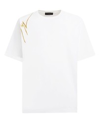 T-shirt à col rond brodé blanc Giuseppe Zanotti