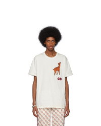 T-shirt à col rond brodé blanc Gucci