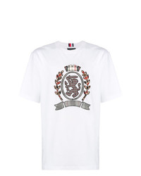 T-shirt à col rond brodé blanc Hilfiger Collection