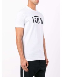 T-shirt à col rond brodé blanc DSQUARED2