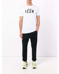 T-shirt à col rond brodé blanc DSQUARED2