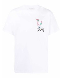 T-shirt à col rond brodé blanc JW Anderson