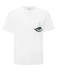 T-shirt à col rond brodé blanc JW Anderson