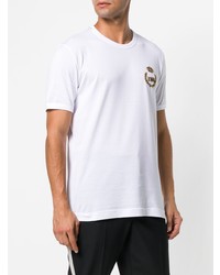 T-shirt à col rond brodé blanc Dolce & Gabbana