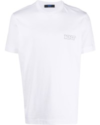 T-shirt à col rond brodé blanc Kiton