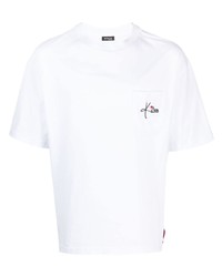 T-shirt à col rond brodé blanc Kiton