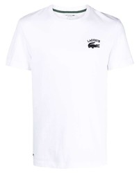 T-shirt à col rond brodé blanc Lacoste
