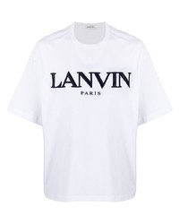 T-shirt à col rond brodé blanc Lanvin