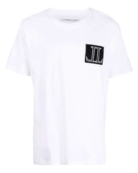 T-shirt à col rond brodé blanc Leandro Lopes