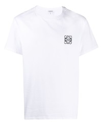 T-shirt à col rond brodé blanc Loewe