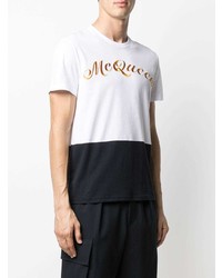 T-shirt à col rond brodé blanc Alexander McQueen